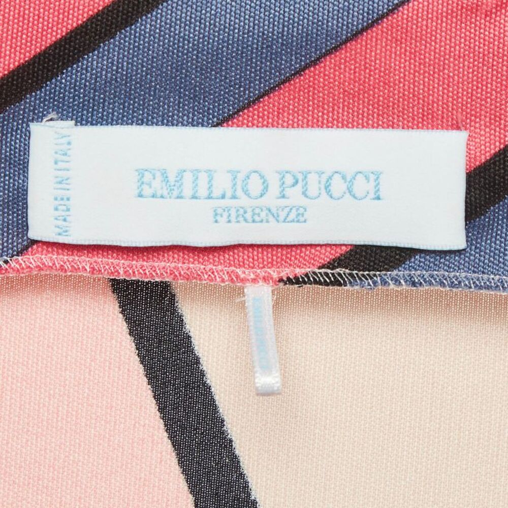 Emilio Pucci Pink Stripe Print Jersey Midi Wrap Dress L - Picture 6 of 7